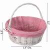 Wickerwise White Round Willow Gift Basket with Pink and White Gingham Liner and Sturdy Foldable Handles, Medium QI004620.PK.M